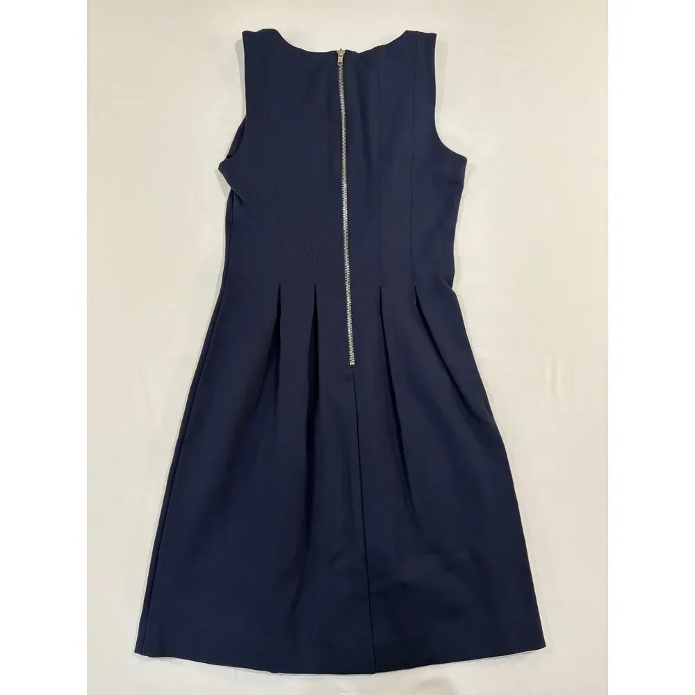 J. Crew Navy Blue Pleated Knee Length Sleeveless Dress Size 2